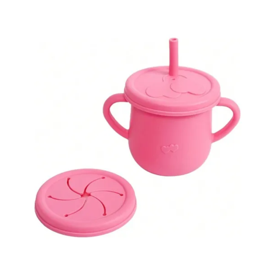 VASO SILICONA SNACK DOBLE TAPA FUCSIA - 1