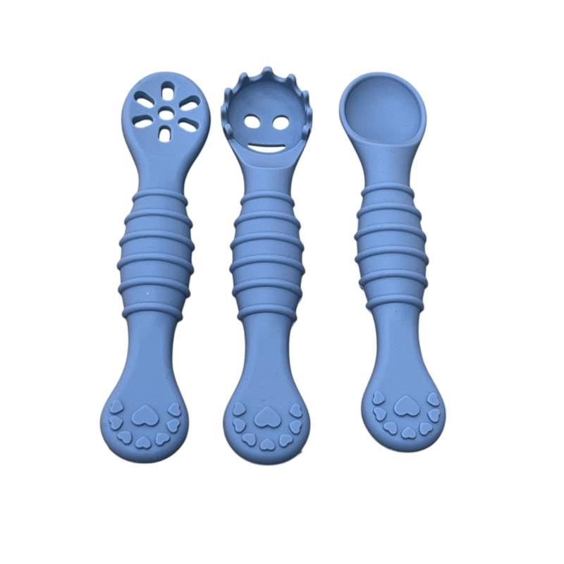3 CUCHARAS DE APRENDIZAJE SILICONA  AZUL DARK - 1