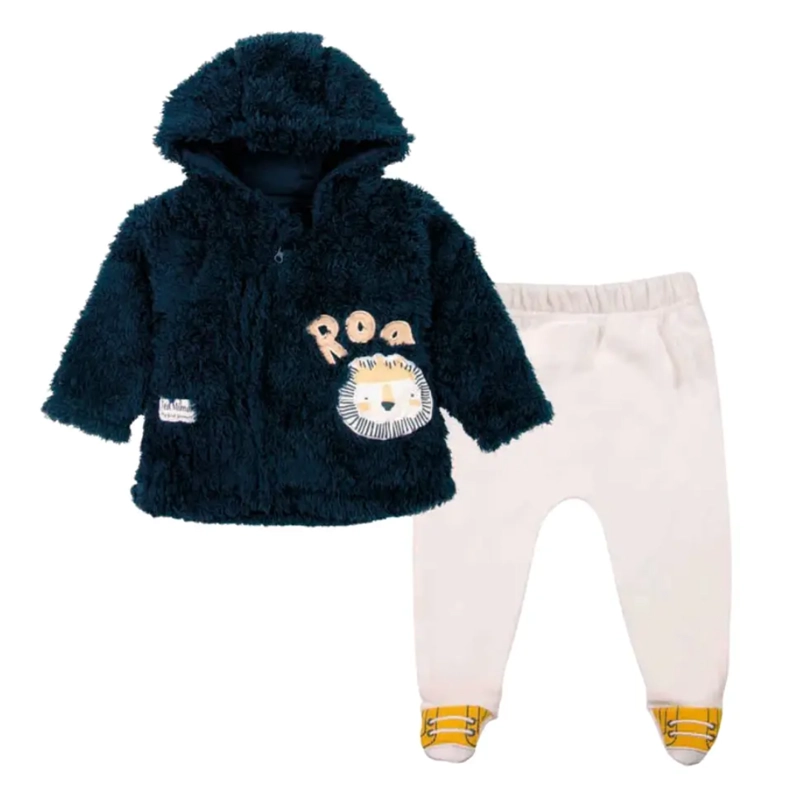 CONJUNTO FELPA AZUL TIGRE 0-3 MESES - 1
