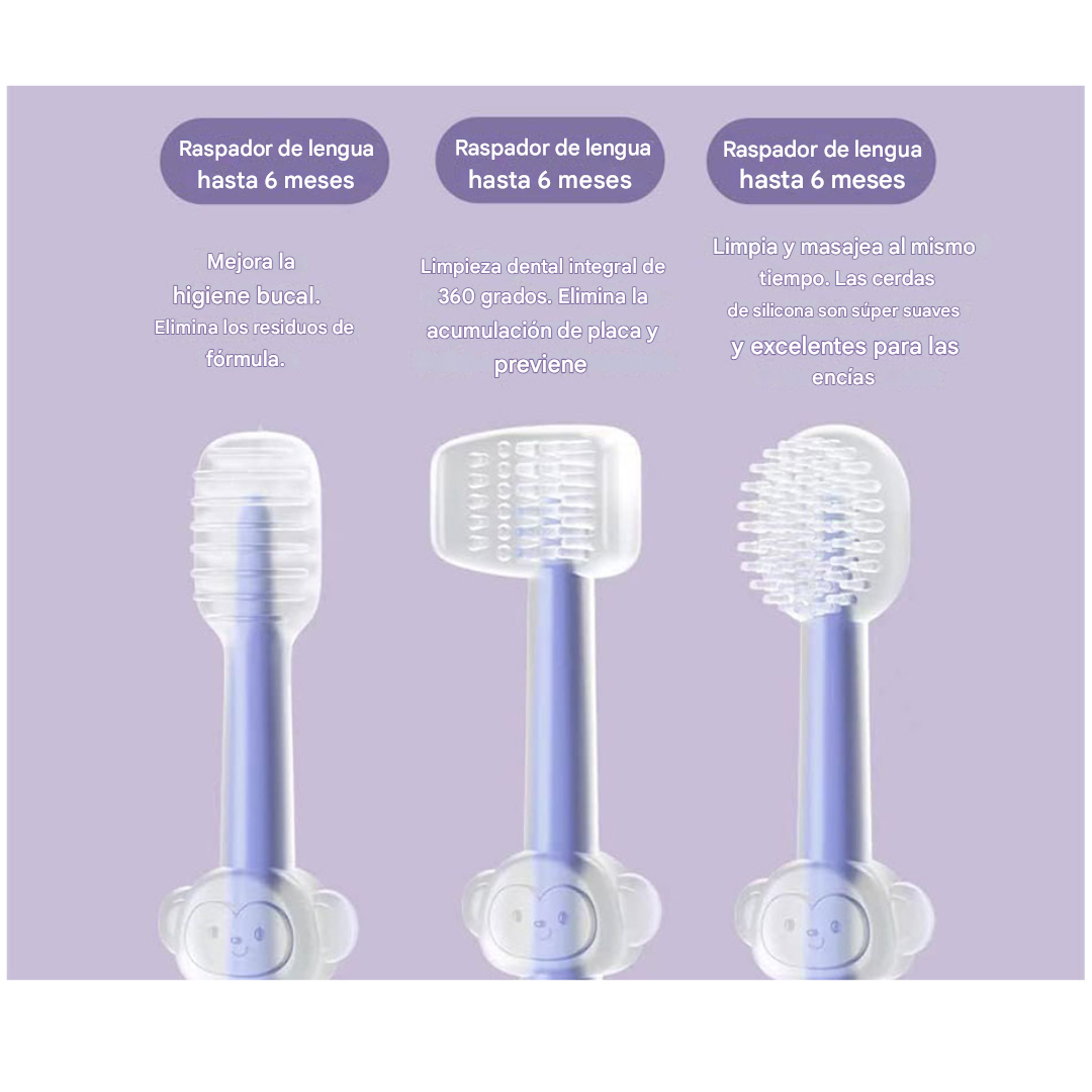 PACK 3 CEPILLOS DENTALES SILICONA PARA BEBÉS VERDE - 2
