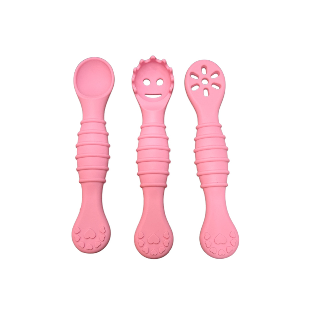 3 CUCHARAS DE APRENDIZAJE SILICONA ROSADO - 1