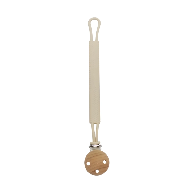 PORTA CHUPETE SILICONA TRENZADO BEIGE - 1