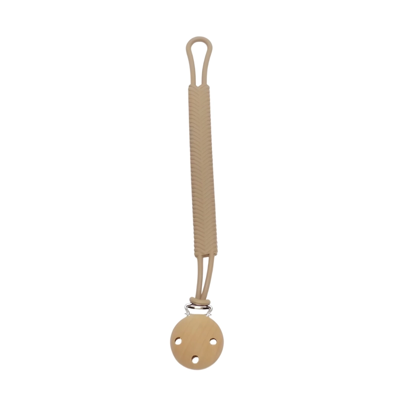 PORTA CHUPETE SILICONA TRENZADO MARRON - 1