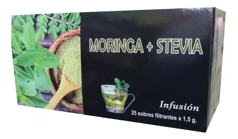 SET 4 INFUSIONES TE FILTRANTE MORINGA 25 BOLSITAS + STEVIA - 1