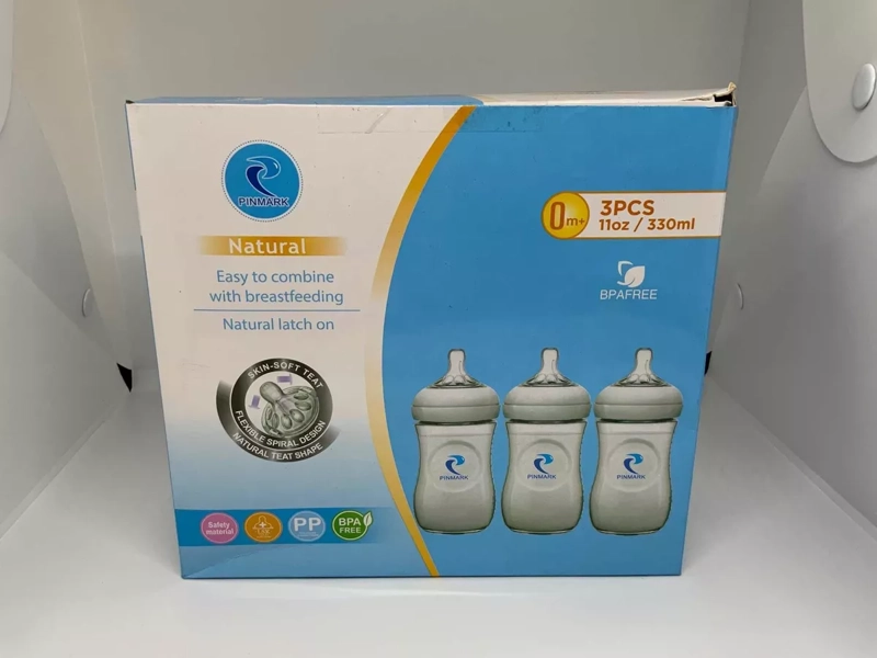 SET 3 MAMADERAS 330ML PINMARK LIBRE BPA TRANSPARENTE - 2