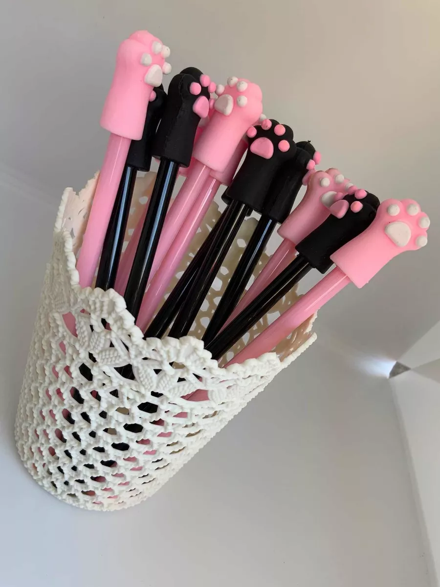 SET X12 LÁPICES GARRITA DE GATITO NEGRO ROSADO KAWAII - 3