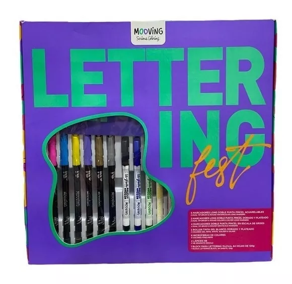 SET LETTERING FEST MOOVING COLORING 23 PIEZAS - 1