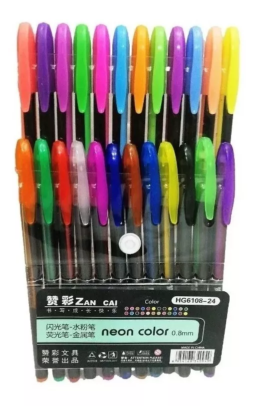 LAPIZ GEL NEON 24 UNIDADES ELUN STORE - 1