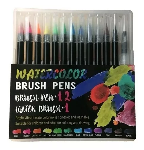 MARCADORES BRUSH PENS WATERCOLOR 12 COLORES - 1