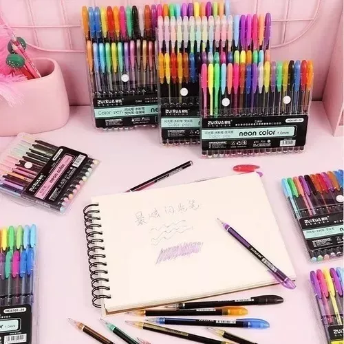 SET 36 LÁPIZ GEL NEON CON PURPURINA ELUN STORE - 3