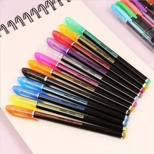 SET 36 LÁPIZ GEL NEON CON PURPURINA ELUN STORE - 4