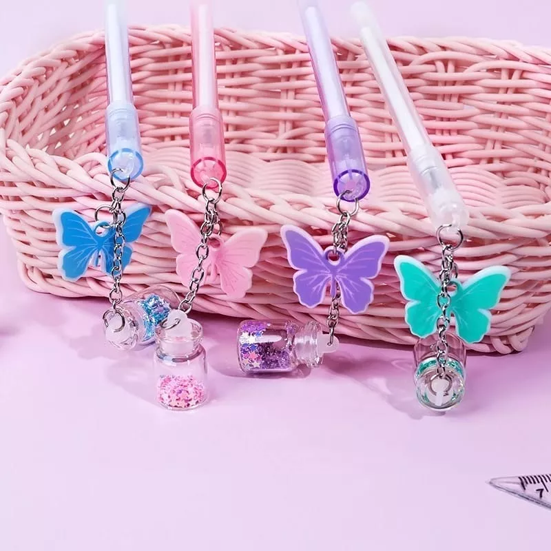 SET X12 LÁPICES TINTA GEL DISEÑO MARIPOSAS COLGANTES KAWAII - 2