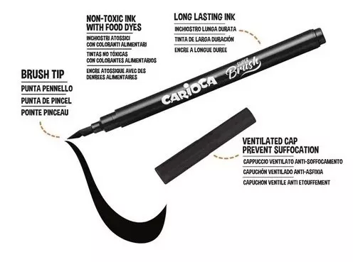 MARCADORES CARIOCA PLUMONES PUNTA PINCEL SUPER BRUSH 10 COL - 3