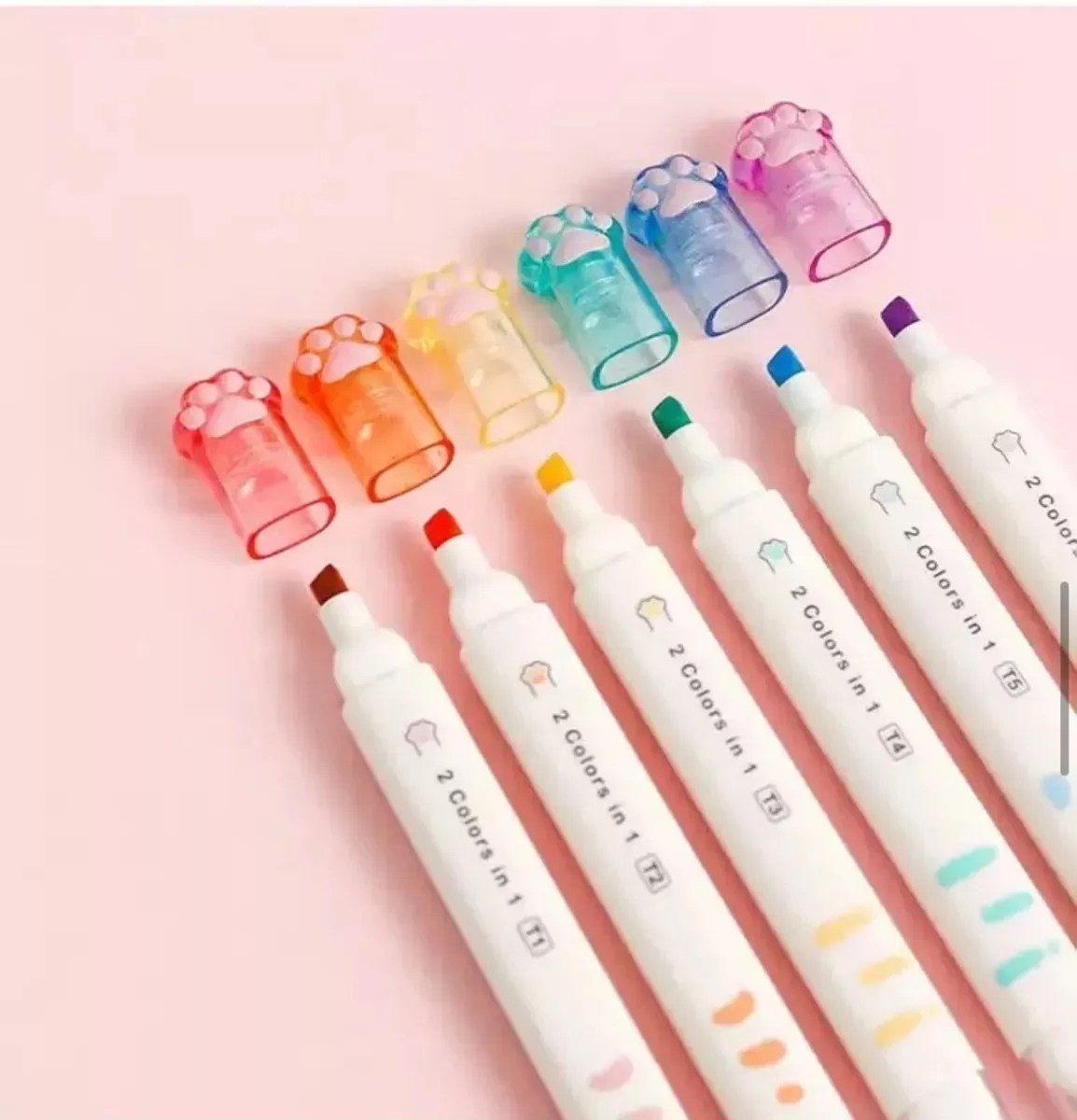 SET DESTACADORES GARRITA GATO DOBLE PUNTA 12 COLORES - 4
