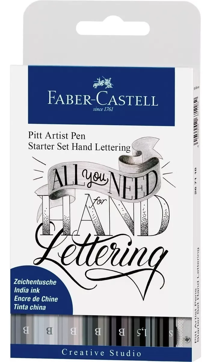 SET 8 MARCADORES LETTERING FABER-CASTELL TONOS NEGROS FABER CASTELL - 1