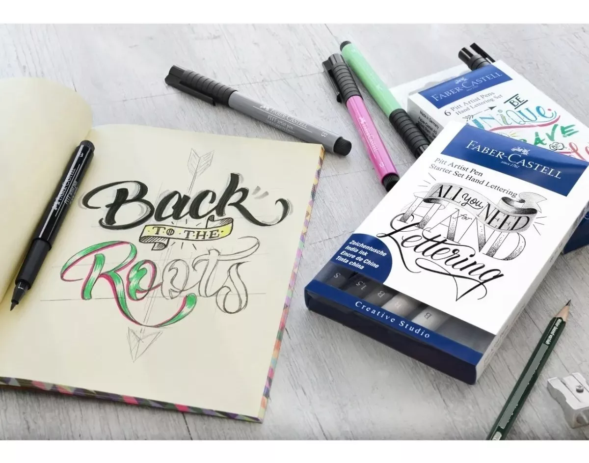 SET 8 MARCADORES LETTERING FABER-CASTELL TONOS NEGROS FABER CASTELL - 3