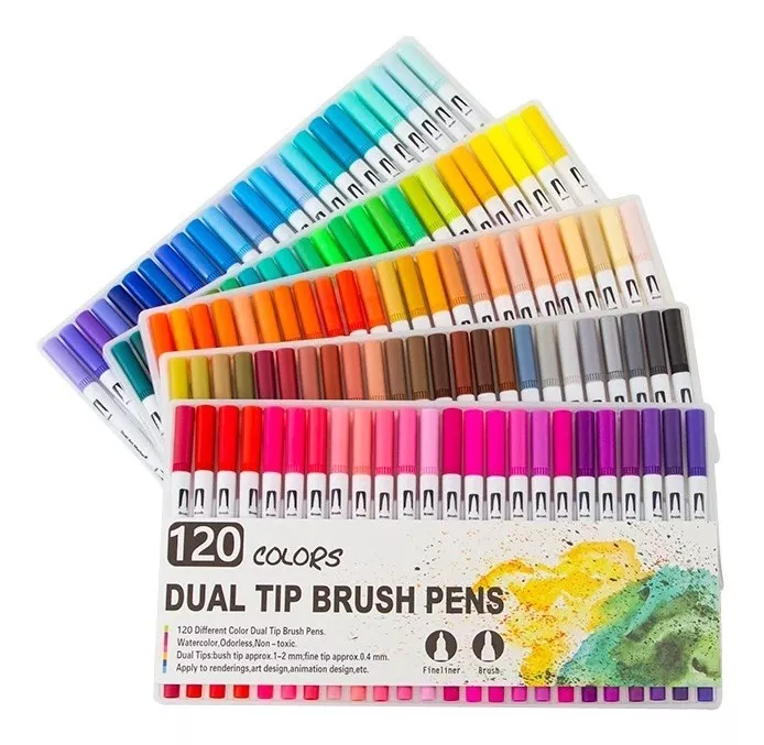 DUAL BRUSH LETTERING PENS - 120 COLORES - 1