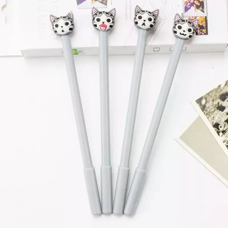 SET X12 LÁPICES GEL 038 GATITO PLOMO RAYAS DISEÑO KAWAII - 2