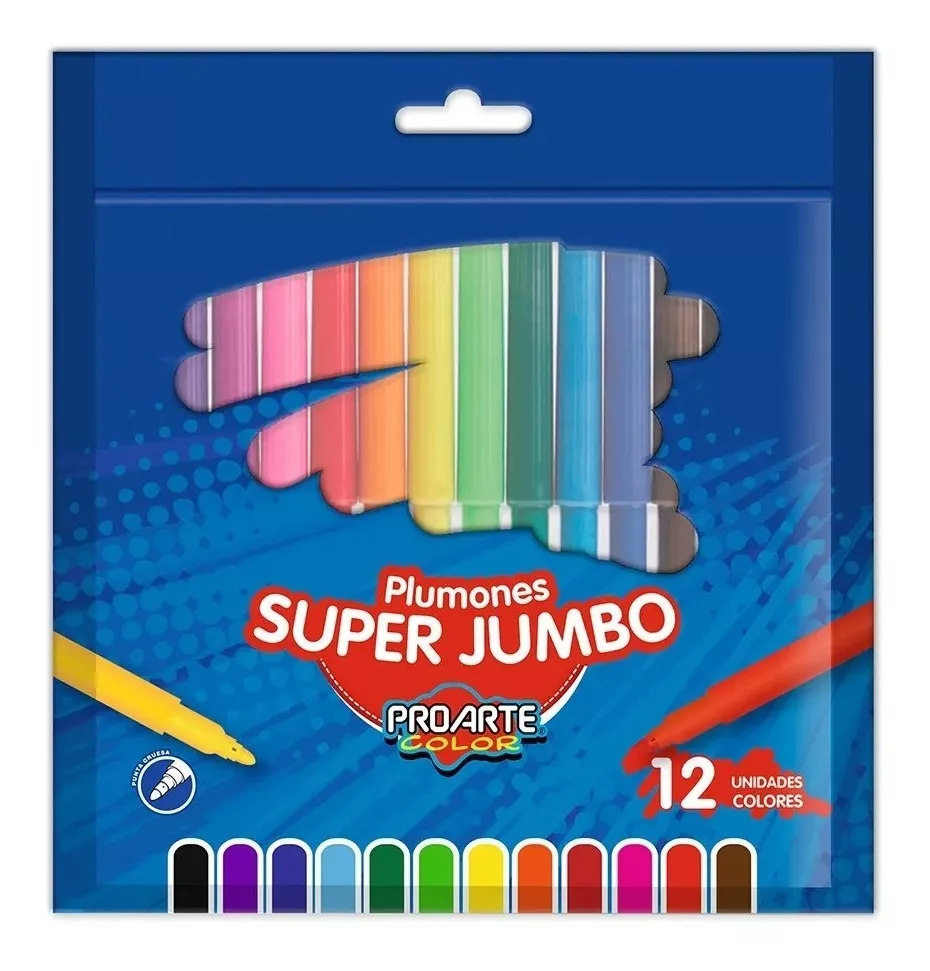 PLUMONES SUPER JUMBO PROARTE 12 UNIDADES COLORES - 1