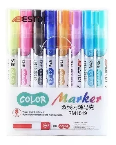 SET 8 PLUMÓN KARIN MARKERS MÁGICO OUTLINE MARCADORES ROTULADORES METÁLICO - 1