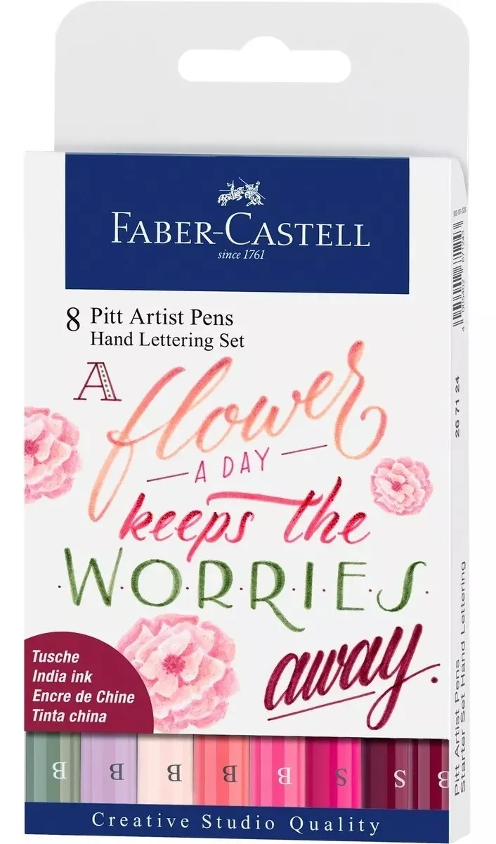 SET 8 MARCADORES FABER-CASTELL LETTERING ROSAS FABER CASTELL - 1