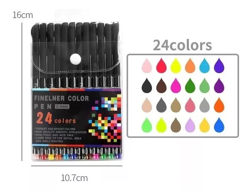 LÁPICES FINELINER 04MM 24 COLORES PUNTA FINA COLORED PEN - 3