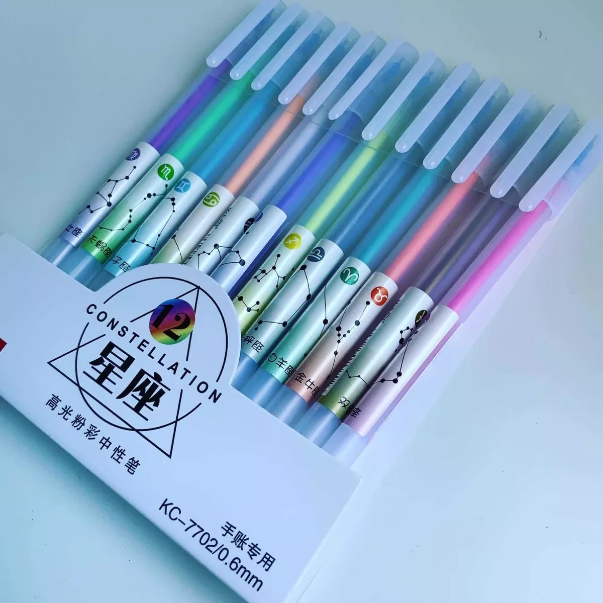 SET X12 LÁPICES TINTA DISEÑOS COSTELACIONES KAWAII - 4