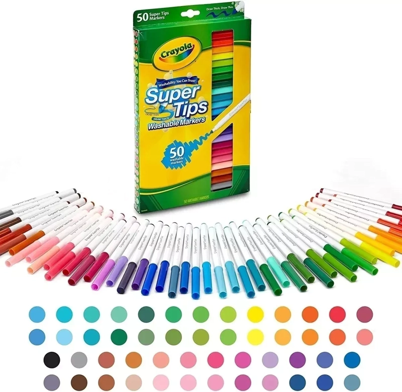 SUPER TIPS CRAYOLA 50 UNIDADES MARCADORES LAVABLES DE TINTA - 2