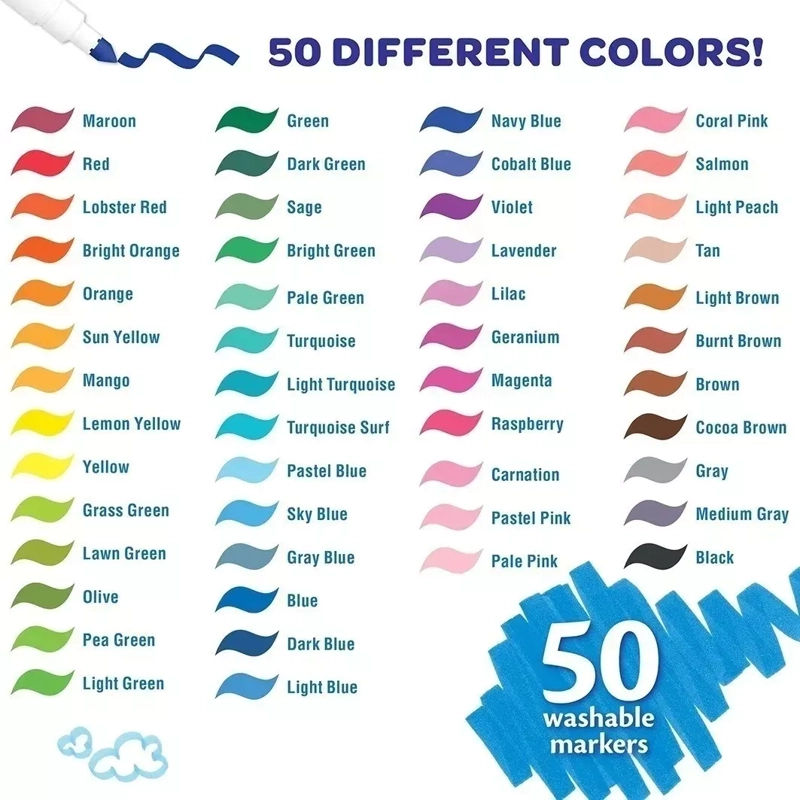 SUPER TIPS CRAYOLA 50 UNIDADES MARCADORES LAVABLES DE TINTA - 3