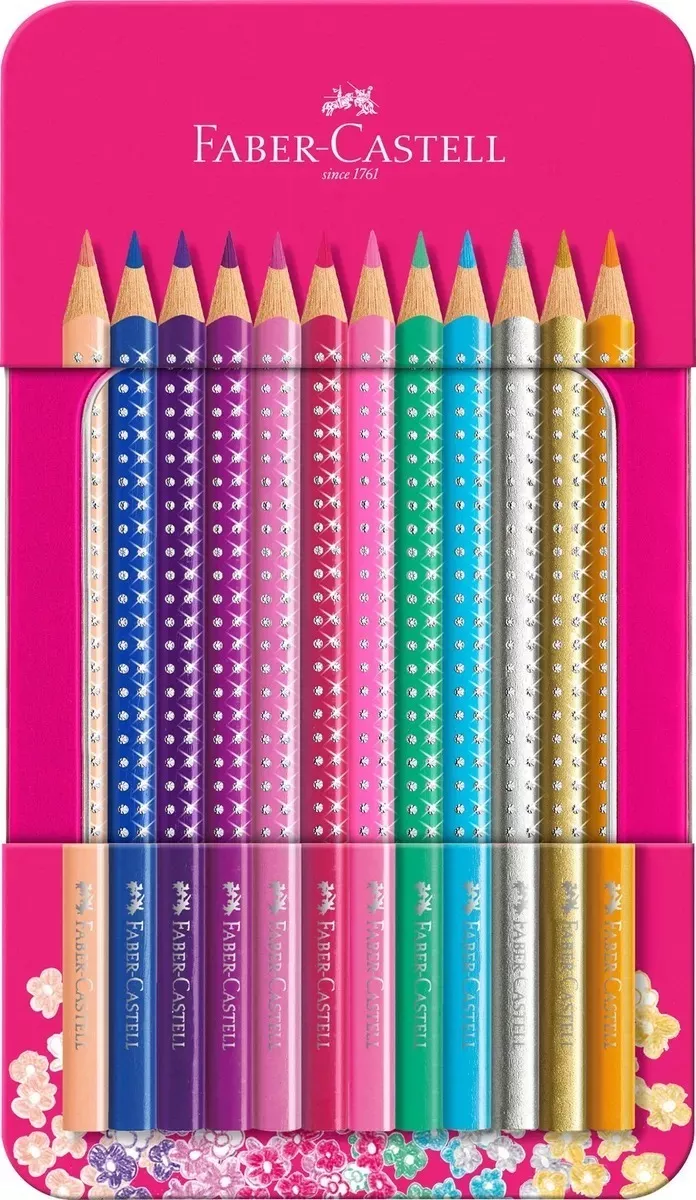 SET X12 LÁPICES DE COLORES FABER-CASTELL SPARKLE+ESTUCHE METÁLICO FABER CASTELL - 1