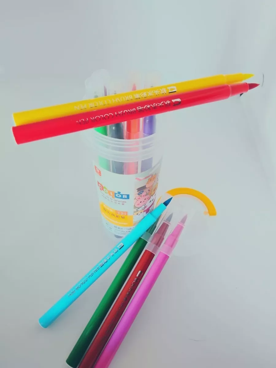 SET DE 12 LÁPICES MARCADORES 7 COLORES COLORES PUNTA PINCEL LETTERING - 2