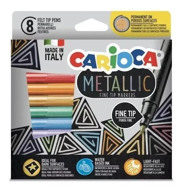 PLUMONES CARIOCA 8 COLORES FINA METALLIC - 1