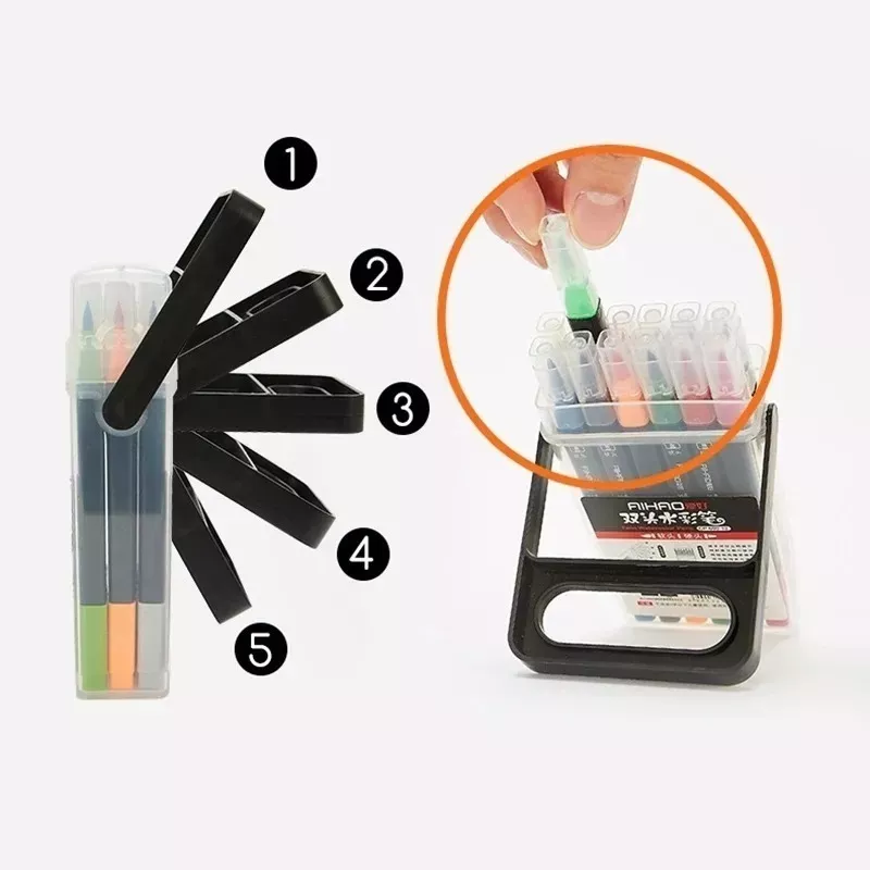 LÁPICES ACUARELABLES WATERCOLOR DUAL DOBLE PUNTA 36 COLORES - 2