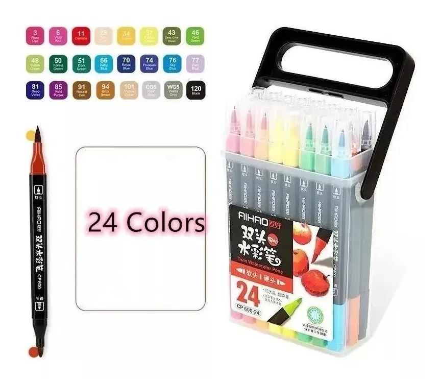 LÁPICES ACUARELABLES WATERCOLOR DUAL DOBLE PUNTA 36 COLORES - 3