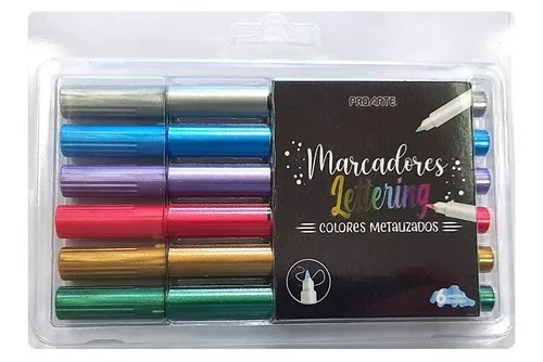 MARCADORES COLORES METALIZADOS X6 LETTERING PROARTE - 1