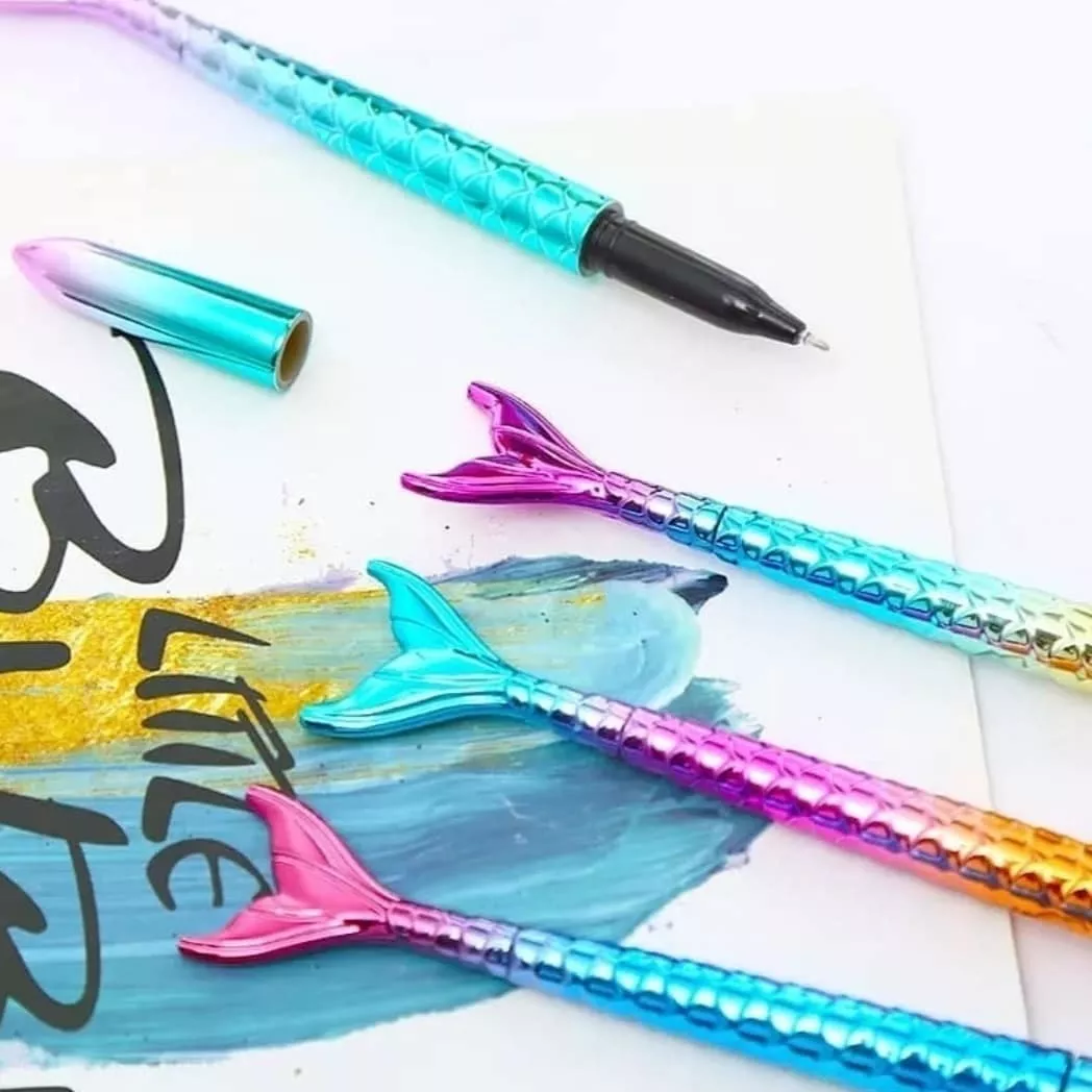 SET DE 12 LÁPICES COLITA DE SIRENA DISEÑOS KAWAII - 2