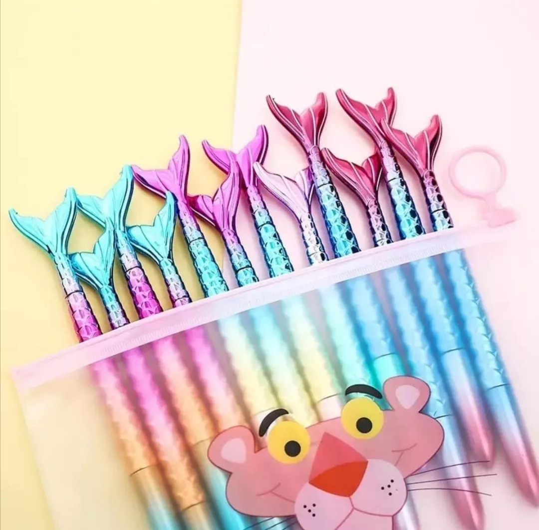 SET DE 12 LÁPICES COLITA DE SIRENA DISEÑOS KAWAII - 4