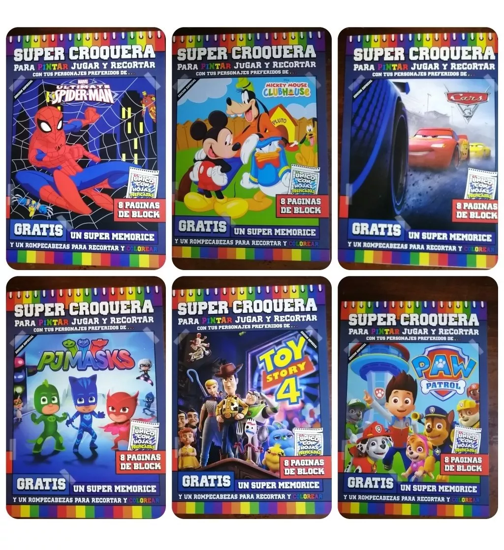 PACK 3 CROQUERAS INFANTILES DISEÑOS DE NIÑOS PINTAR Y JUGAR - 1