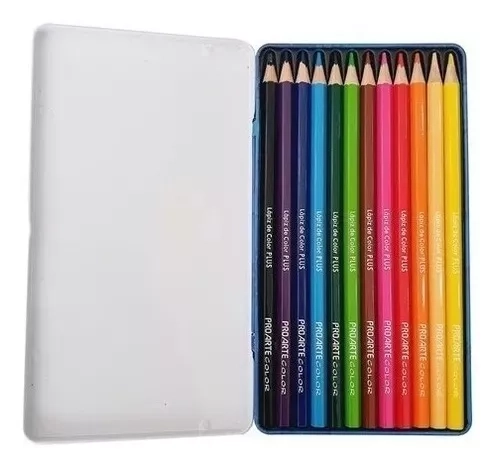 12 LAPICES DE COLORES PLUS PROARTE CAJA METALICA - 2