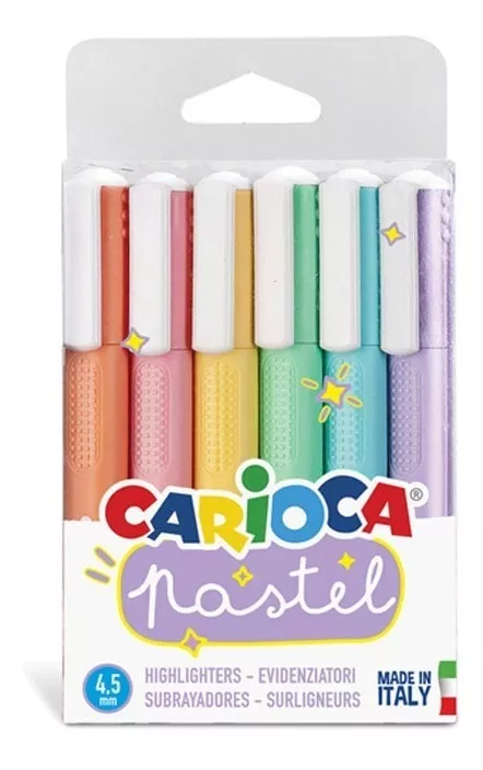 DESTACADORES CARIOCA 6 COLORES PASTEL - 1