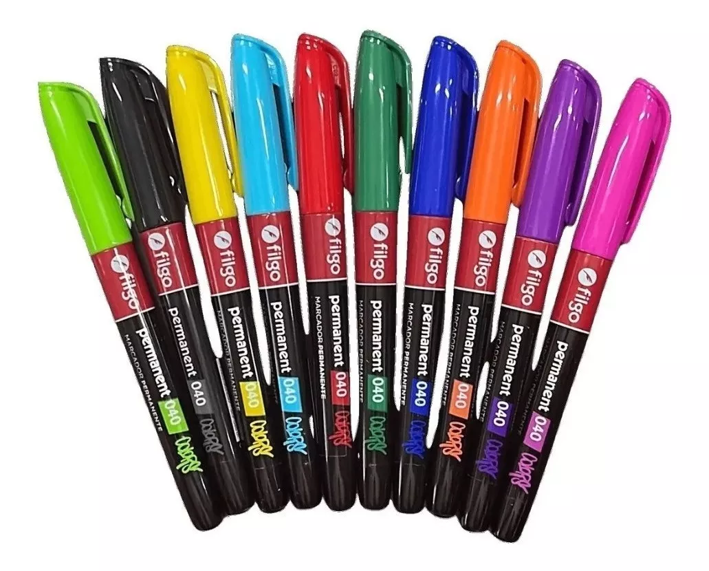 PLUMONES MARCADORES PERMANENTES PERMANENTES FILGO STRONG 10 COLORES - 3