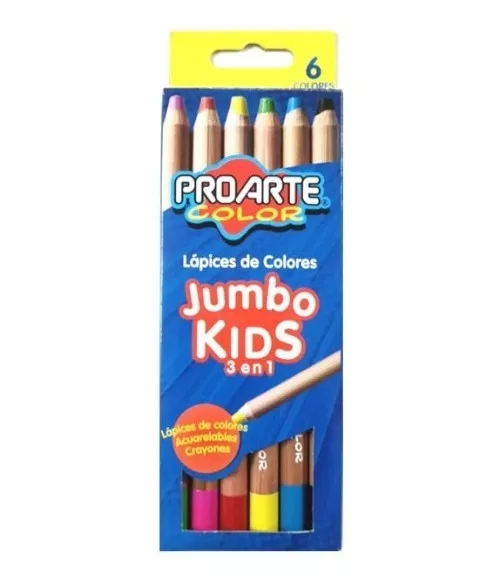 LÁPICES JUMBO KIDS 6 COLORES PROARTE - 1