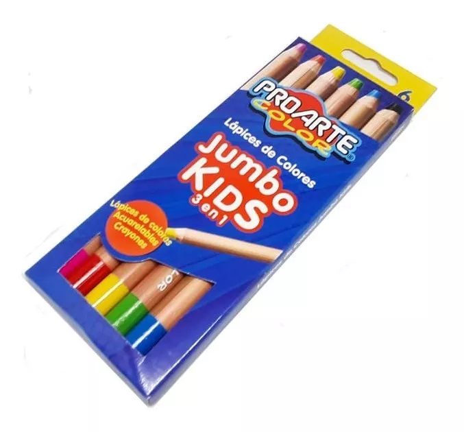 LÁPICES JUMBO KIDS 6 COLORES PROARTE - 2
