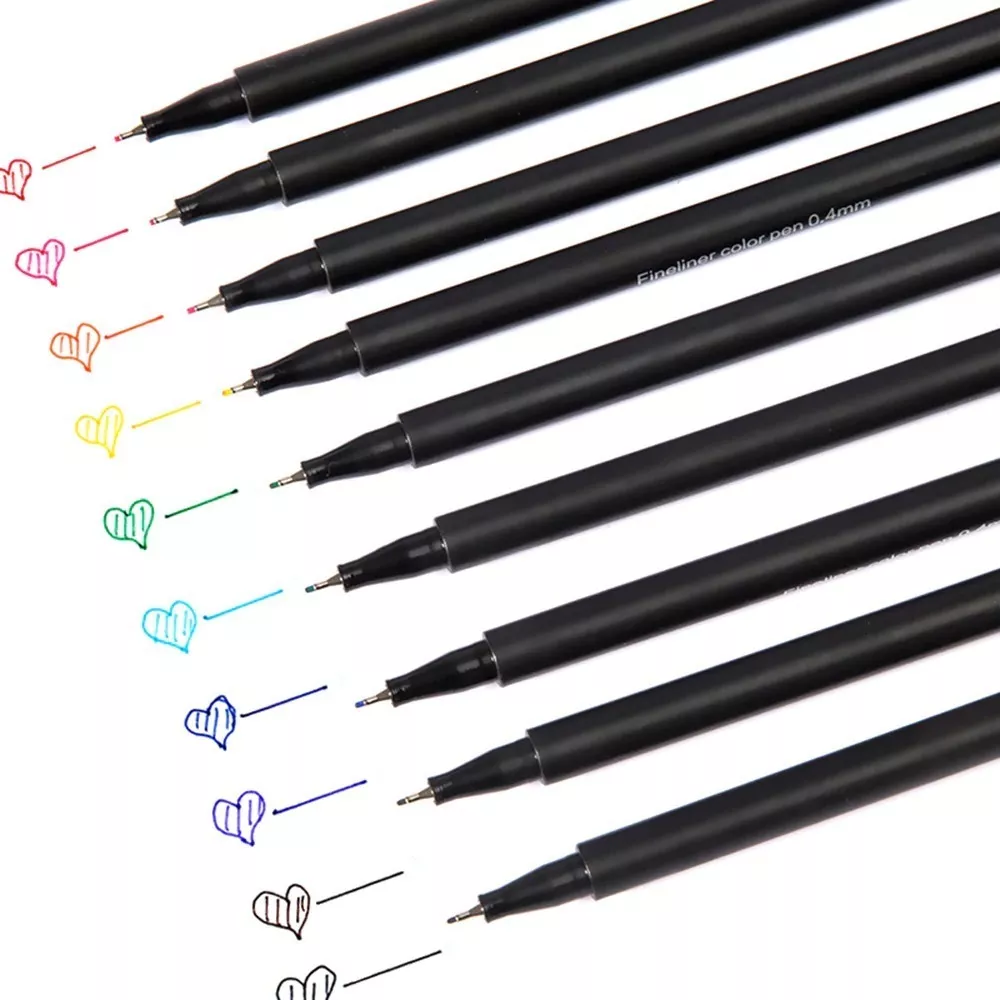 SET 12 LÁPICES FINELINER 04MM 12 COLORES PUNTA FINA COLORED PEN - 1