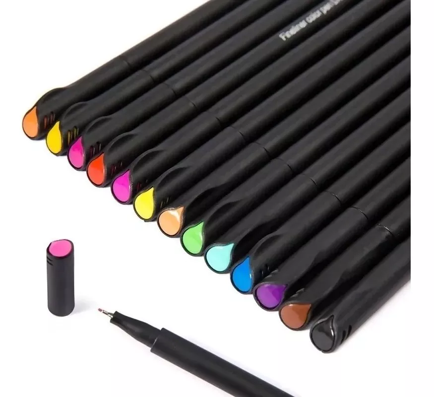 SET 12 LÁPICES FINELINER 04MM 12 COLORES PUNTA FINA COLORED PEN - 4