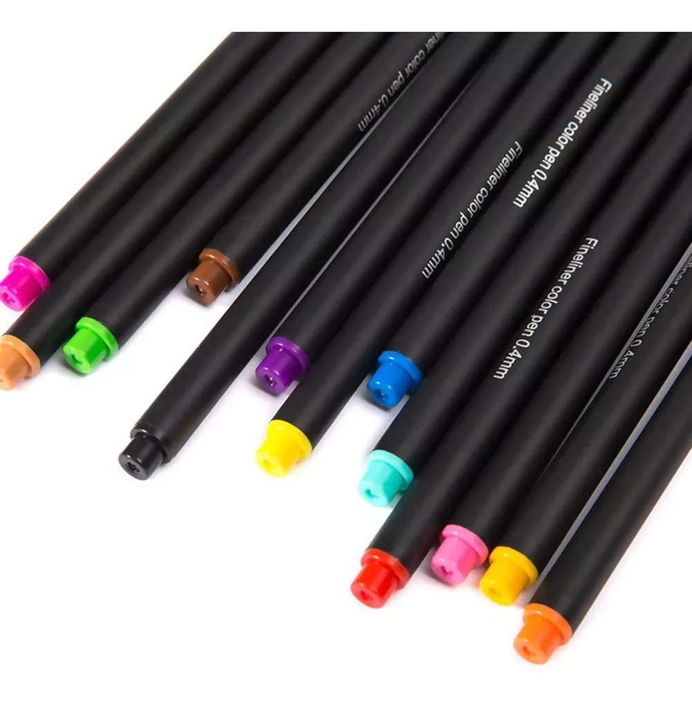 SET 12 LÁPICES FINELINER 04MM 12 COLORES PUNTA FINA COLORED PEN - 5