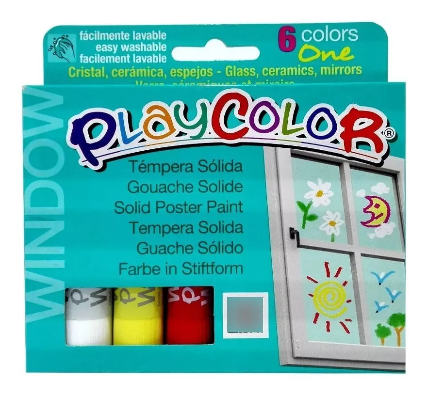 TEMPERA SOLIDA PARA VIDRIOS 6 COLORES PLAYCOLOR - 1