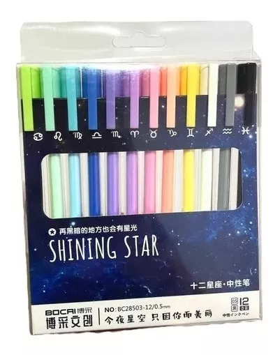 SET 12 LÁPICES TINTA GEL CONSTELACIONES ZODIACO 0.5MM - 2