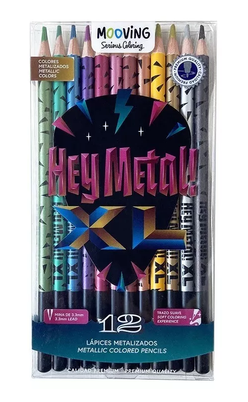 SET X12 LÁPICES COLOR METALIZADOS MOOVING HEY METAL - 1