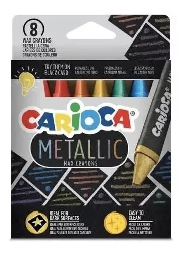 CRAYONES CARIOCA 8 COLORES METALLIC METÁLICOS - 1